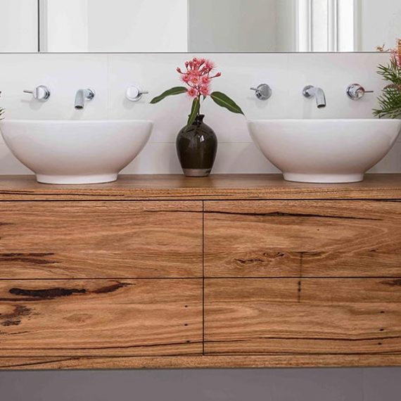Recycled timber vanity for Glen Iris renovation